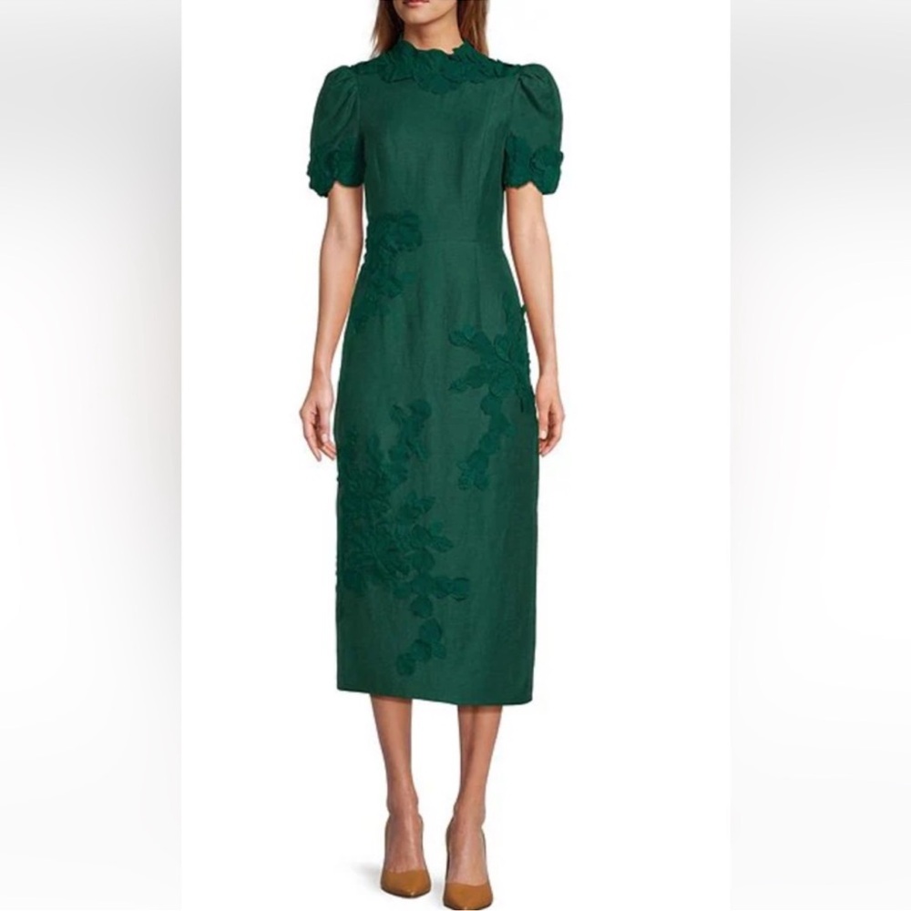 ANTONIO MELANI Deep Green Embroidered Midi Skirt